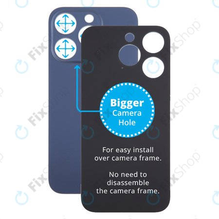 Apple iPhone 15 Pro - Rear Housing Glass with Bigger Camera Hole (Blue Titanium)