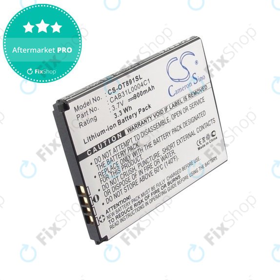 Battery for Alcatel One Touch, OT, TCL A, Vodafone, 900mAh, Li-ion, 3.7V, CAB31L0004C1, HQ