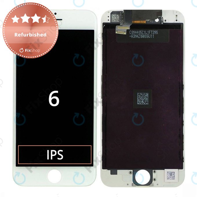 Display for iPhone 6, White, Touch Screen with Frame, Refurbished