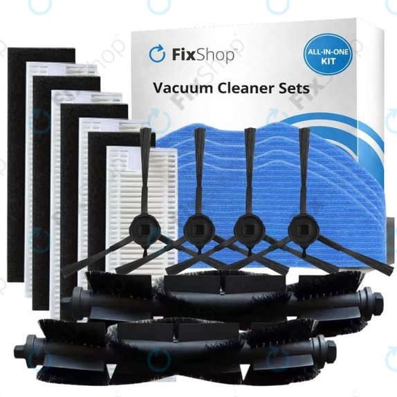 Replacement set for Rowenta X-Plorer S75s (2x Main brushes, 4x Filters, 4x Side brushes, 4x Mop cloths)
