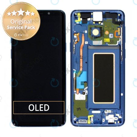 Samsung Galaxy S9 G960F - LCD Display + Touch Screen + Frame (Coral Blue) - GH97-21696D, GH97-21697D Genuine Service Pack