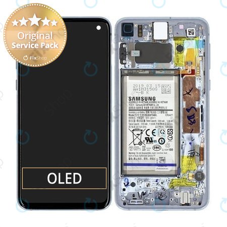 Samsung Galaxy S10e G970F - LCD Display + Touch Screen + Frame + Battery (Prism Blue) - GH82-18843C, GH82-18843A Genuine Service Pack