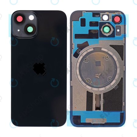Apple iPhone 14 - Rear Housing Glass + Camera Lens + Metal Plate + Magsafe Magnets (Midnight)