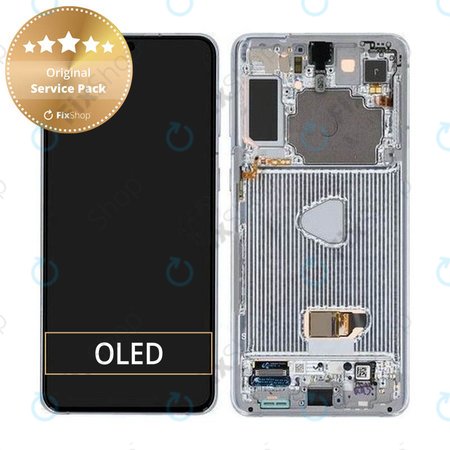 Samsung Galaxy S21 Plus G996B - LCD Display + Touchscreen + Frame (Phantom Silver) - GH82-24554C, GH82-27268C, GH82-24553C Genuine Service Pack