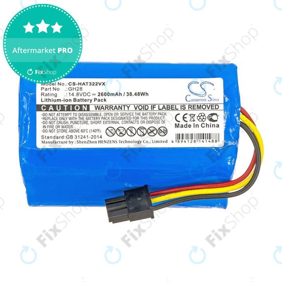 Battery for Fomt R620c, Haier T322, J300s, Liectroux DH860, TCL S15, Tomefon, 2600mAh, Li-Ion, 14.8V, GH28, HQ