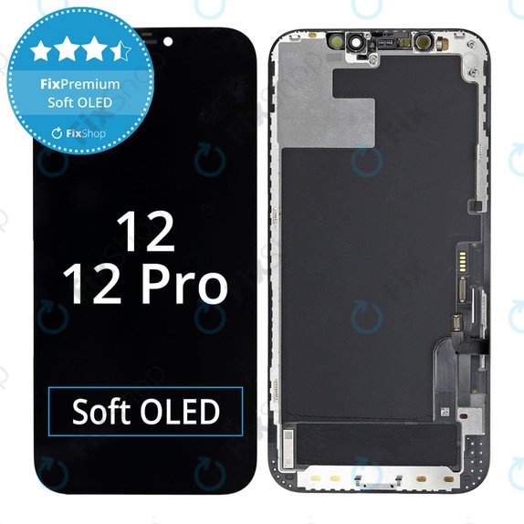 Display Soft OLED for iPhone 12, 12 Pro, Touch Screen with Frame, FixPremium