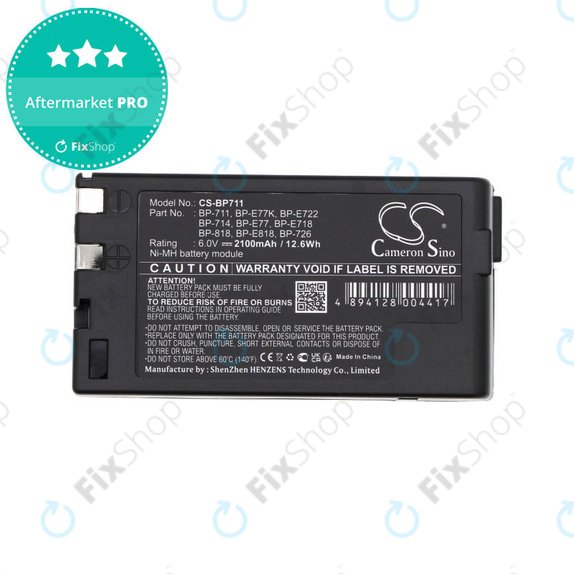 Battery for Canon E06, Canon E07, 2100mAh, Ni-MH, 6V, BP-711, HQ