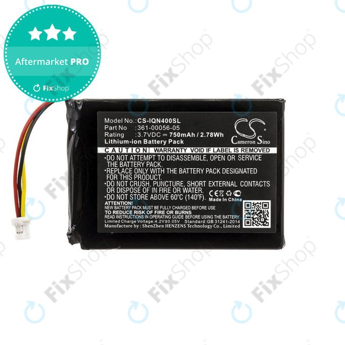 Battery for Garmin Nüvi 40, 750mAh, Li-Ion, 3.7V, 361-00056-05, HQ