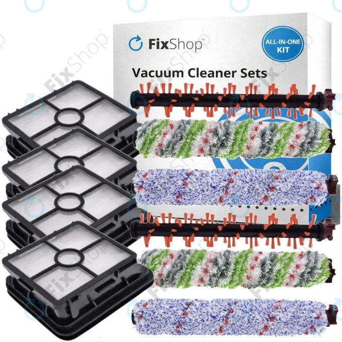 Replacement set for Bissell Crosswave 17132, 2225N, 2582N, 3551N (2x rotating brush for carpets, 2 pairs of rotating brushes for various surfaces, 4x Filter)