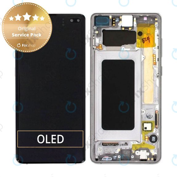 Samsung Galaxy S10 Plus G975F - LCD Display + Touch Screen + Frame (Prism Black) - GH82-18849A, GH82-18857A, GH82-18834A Genuine Service Pack
