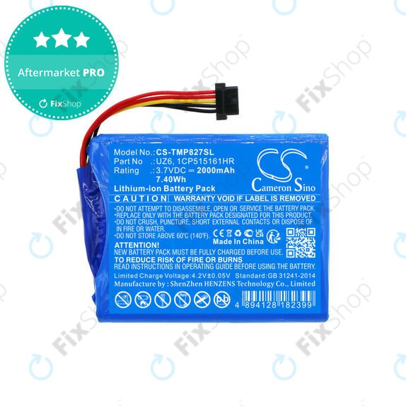 Battery for TomTom Pro 8270, Pro 8275, 2000mAh, Li-Ion, 3.7V, UZ6, HQ