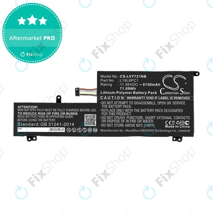 Battery for Lenovo Yoga 720-15, 6150mAh, Li-Pol, 11.56V, L16L6PC1, HQ