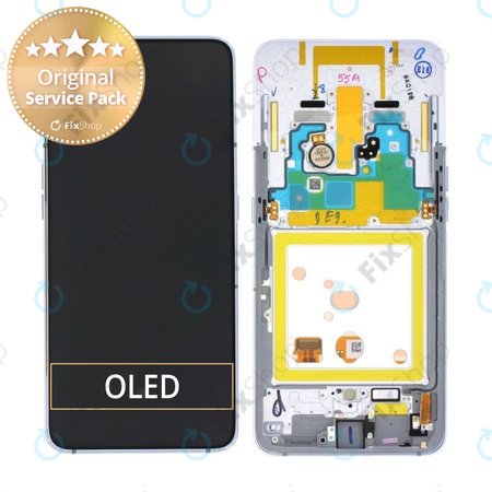 Samsung Galaxy A80 A805F - LCD Display + Touch Screen + Frame (Ghost White) - GH82-20348B, GH82-20390B, GH82-20368B Genuine Service Pack