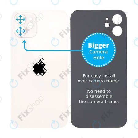 Apple iPhone 12 - Rear Housing Glass with Bigger Camera Hole (White)
