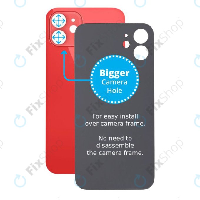 Apple iPhone 12 - Rear Housing Glass with Bigger Camera Hole (Red)
