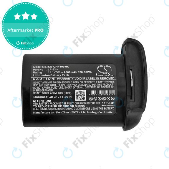 Battery for Canon 1D Mark 3, EOS-1D MarkIII, Mr-14ex, 2600mAh, Li-Ion, 11.1V, LP-E4N, HQ