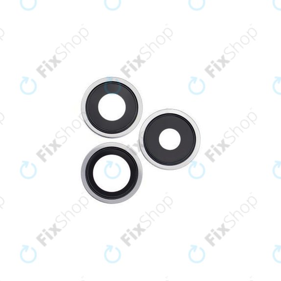 Apple iPhone 13 Pro, 13 Pro Max - Rear Camera Lens + Frame (Silver) - 3pcs