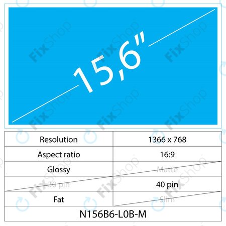 15.6" LCD Normal Matte 40pin HD NT156WHM-N50