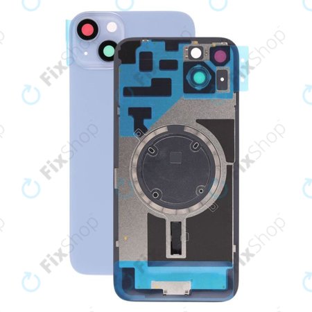 Apple iPhone 14 Plus - Rear Housing Glass + Camera Lens + Metal Plate + Magsafe Magnets (Blue)