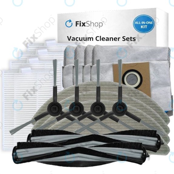 Replacement set for Xiaomi Viomi Alpha 2 PRO, V5 PRO, V5 (2x Main brushes, 4x Filters, 4x Side brushes, 4x Mop cloths, 4x Dust bags)