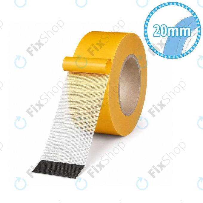 Double-sided mesh adhesive tape, 20mm x 20m, transparent
