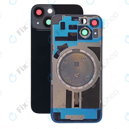 Apple iPhone 14 - Rear Housing Glass + Camera Lens + Metal Plate + Magsafe Magnets (Midnight)