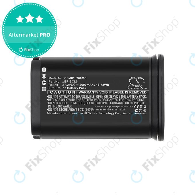 Battery for Leica Q2, Q3, SL2, SL2s, 2600mAh, Li-Ion, 7.2V, BP-SCL6, HQ