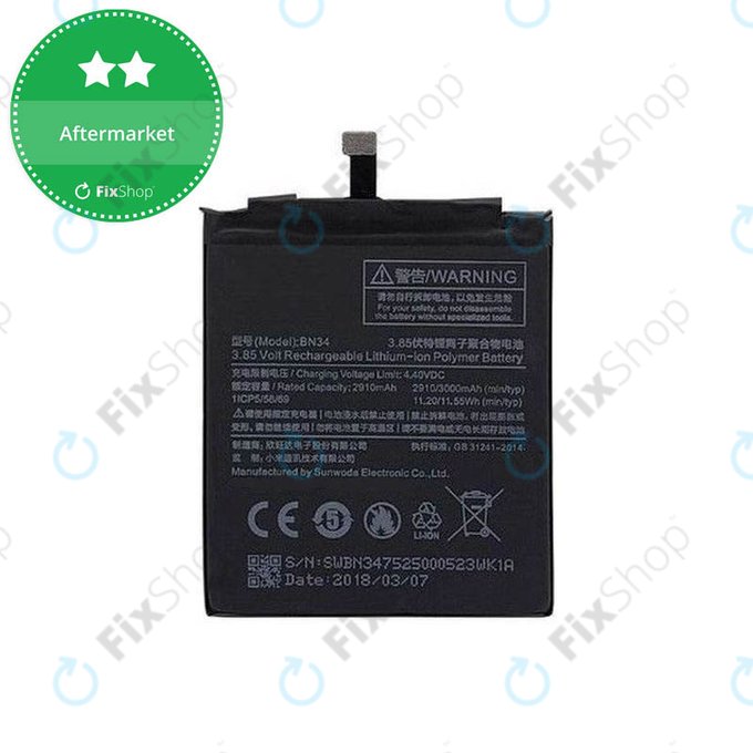 Xiaomi Redmi 5A Battery BN34 3000mAh