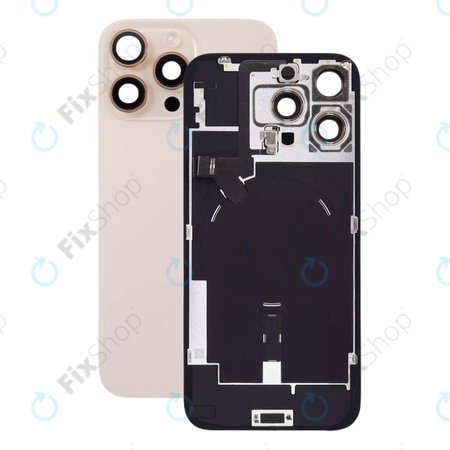 Apple iPhone 16 Pro Max - Rear Housing Glass + Camera Lens + Metal Plate + Magsafe Magnet (Desert Titanium)