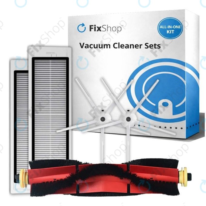 Replacement set for Xiaomi Roborock S5 Max, S6, S6 MaxV, S6 Pure, Xiaowa E3 (1x Main brush, 2x Filter, 2x Side brush - White)