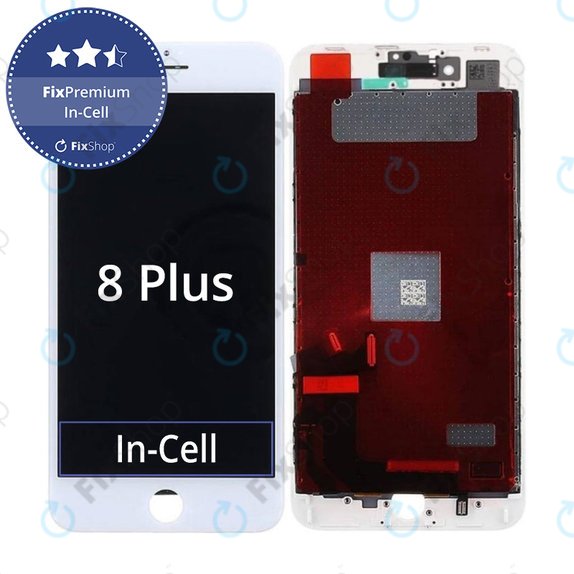Display In-Cell for iPhone 8 Plus, White, Touch Screen with Frame, FixPremium