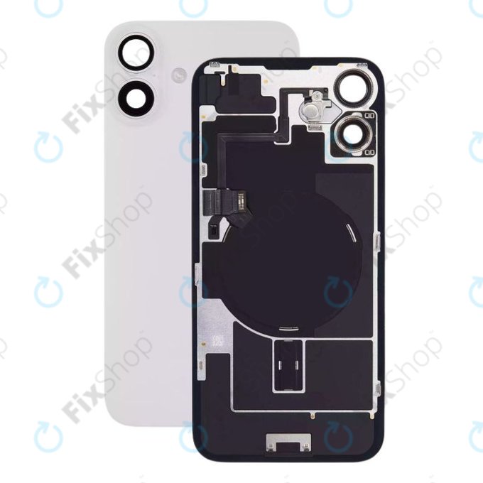 Apple iPhone 16 Plus - Rear Housing Glass + Camera Lens + Metal Plate + Magsafe Magnet (White)