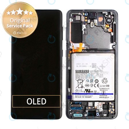 Samsung Galaxy S21 G991B - LCD Display + Touch Screen + Frame + Battery (Phantom Gray) - GH82-24716A, GH82-24718A Genuine Service Pack