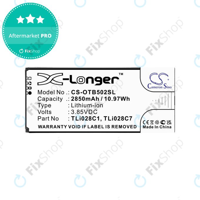 Battery for Alcatel 1b 2020, Alcatel Ot-5002a, 2850mAh, Li-Ion, 3.85V, TLI028C1, HQ