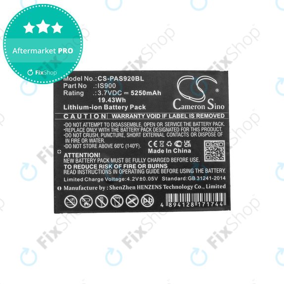 Battery for Pax A920, A920c, 5250mAh, Li-Ion, 3.7V, IS900, HQ