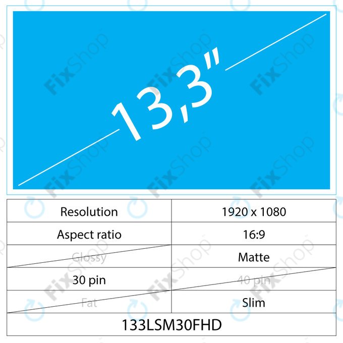 13.3 LCD Slim Matte 30 pin FHD