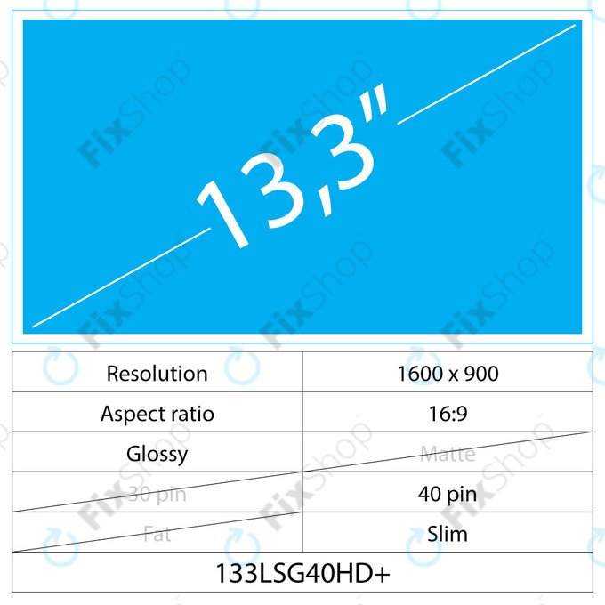 13.3 LCD Slim Glossy 40 pin HD+