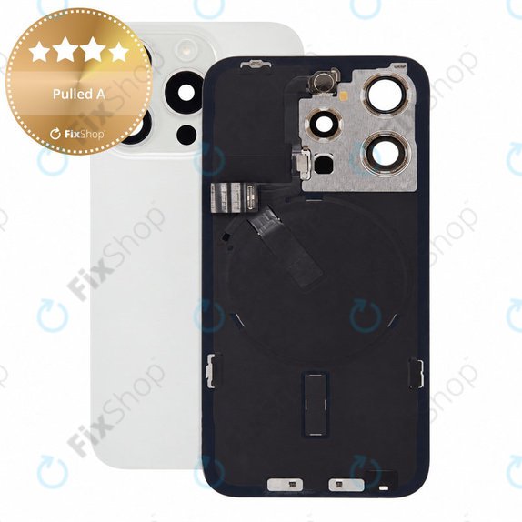 Rear Housing Glass for iPhone 15 Pro, White Titanium, Pulled A