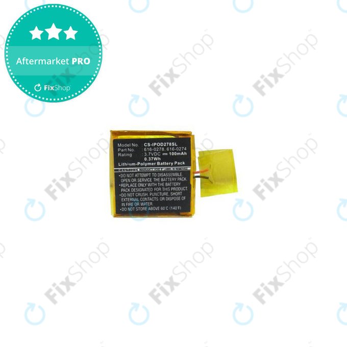 Apple iPod Shuffle (2nd Gen, 3rd Gen) - Battery 616-0274 100mAh HQ