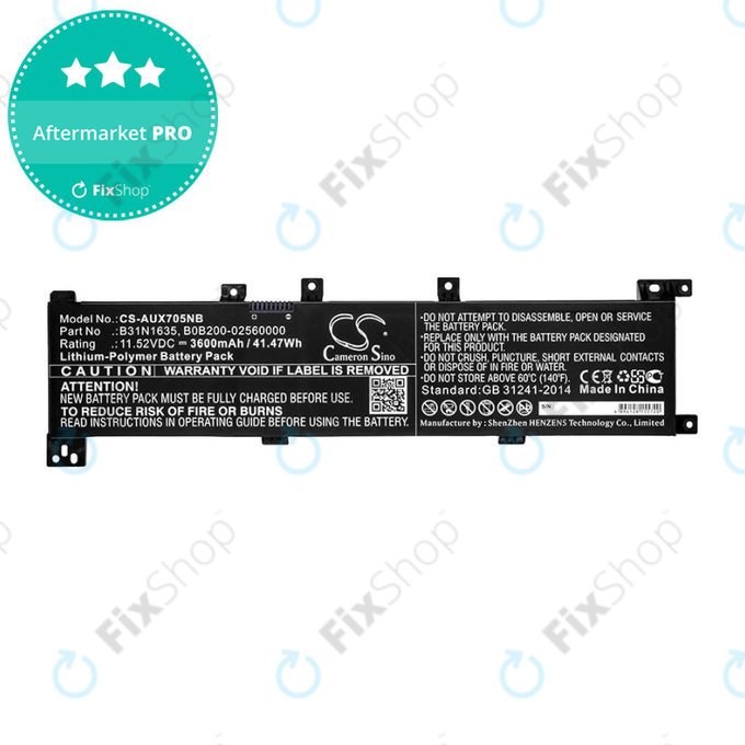 Battery for Asus A705QA, Asus F705MA-Bx030t, 3600mAh, Li-Pol, 11.52V, B31N1635, HQ
