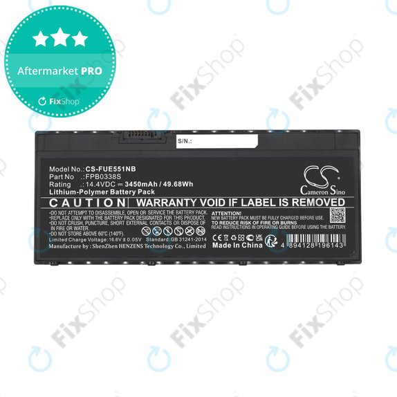 Battery for Fujitsu Lifebook E4411, E448, E458, 3450mAh, Li-Pol, 14.4V, FPB0338S, HQ