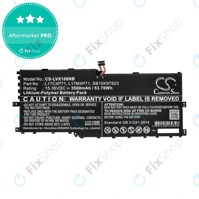 Battery for Lenovo ThinkPad X1 Yoga 2018, 3500mAh, Li-Pol, 15.36V, L17C4P71, HQ