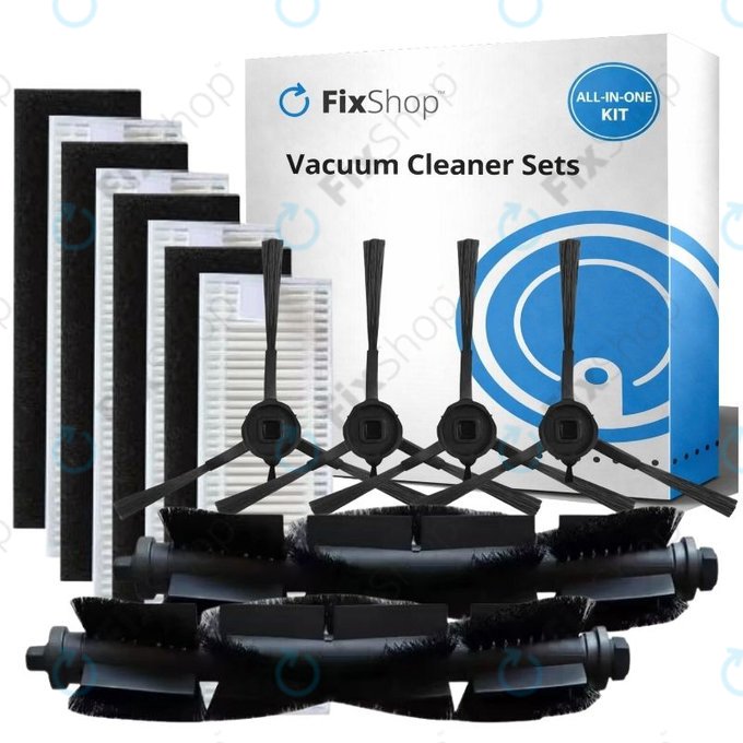 Replacement set for Rowenta X-Plorer S75s (2x Main brushes, 4x Filters, 4x Side brushes)