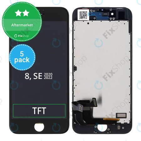 Apple iPhone 8, SE (2020), SE (2022) - LCD Display + Touch Screen + Frame (Black) TFT (5 Pack)