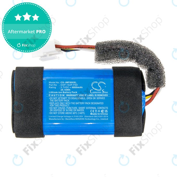 Battery for JBL Flip 6, 6800mAh, Li-Ion, 3.7V, GSP-1S2P-F6D, HQ