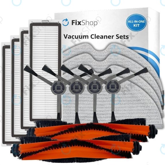 Replacement set for Xiaomi Dreame Bot L10 Pro, D9, D9 Pro, D9 Max, Trouver LDS (2x Main brushes, 4x Filters, 4x Side brushes, 4x Mop cloths)