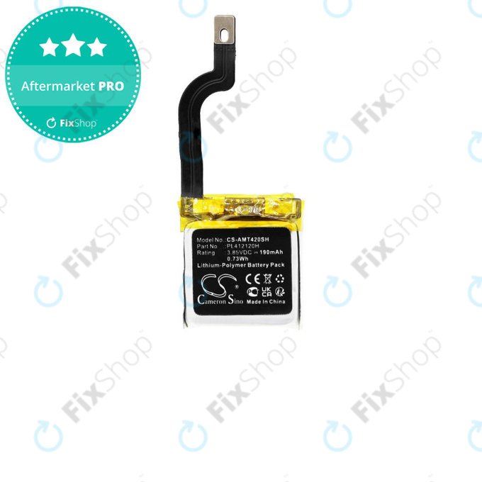 Battery for Amazfit GTR 42mm, 190mAh, Li-Pol, 3.85V, PL412120H, HQ