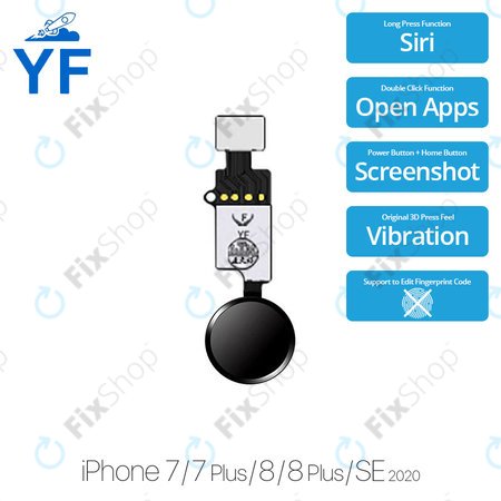 Apple iPhone 7, 7 Plus, 8, 8 Plus, SE (2020), SE (2022) - Home Button YF (Space Gray, Black)