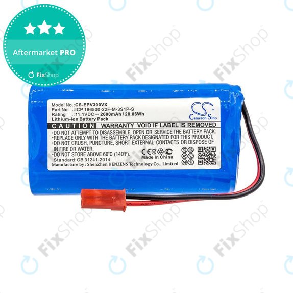 Battery for Electropan ilife V5, V5s, 2600mAh, Li-Ion, 11.1V, ICP 186500-22F-M-3S1P-S, HQ