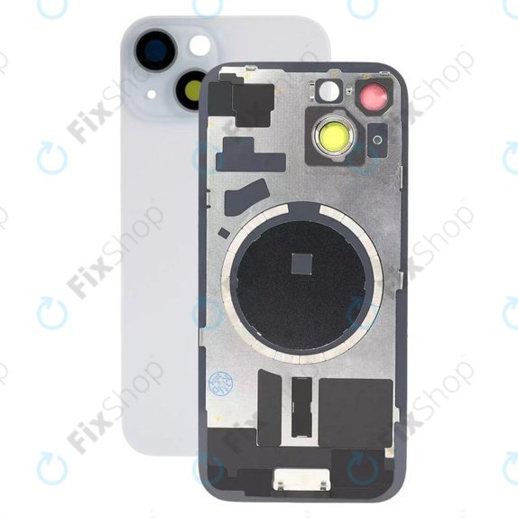 Apple iPhone 15 - Rear Housing Glass + Camera Lens + Metal Plate + Magsafe Magnets (Blue)